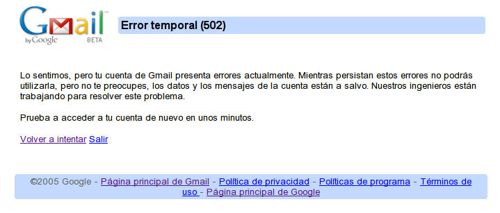 Error Google 2