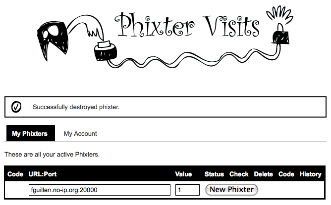 Phixter Visits Web Service create Phixter